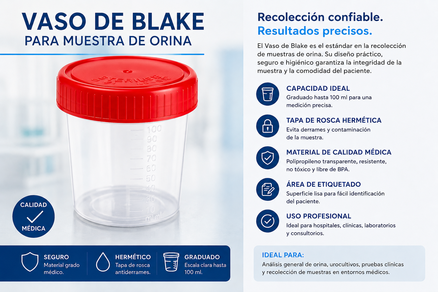 Vaso de Blake para muestra de Orina